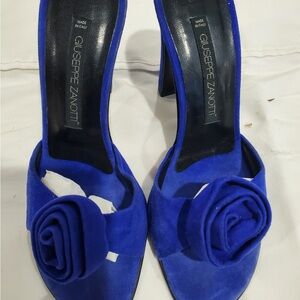 Giuseppe Zanotti Royal Blue Heels with Floral Accent